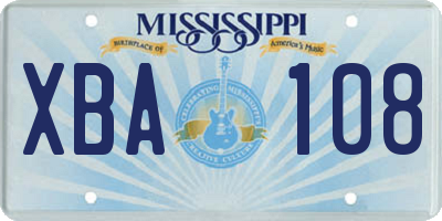 MS license plate XBA108