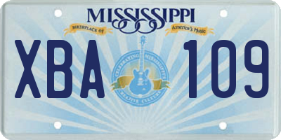 MS license plate XBA109
