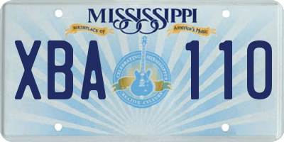 MS license plate XBA110