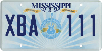 MS license plate XBA111