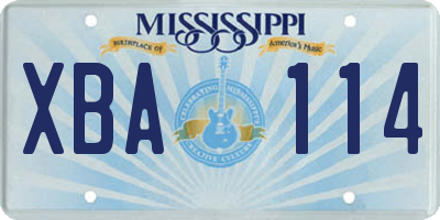 MS license plate XBA114