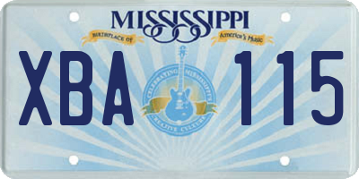 MS license plate XBA115