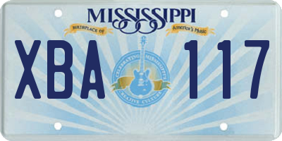 MS license plate XBA117