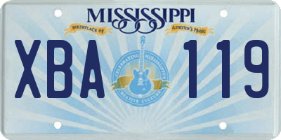 MS license plate XBA119