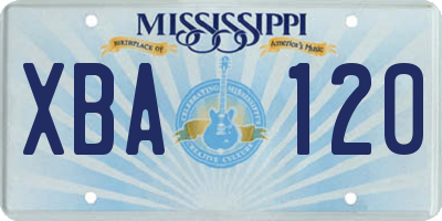 MS license plate XBA120