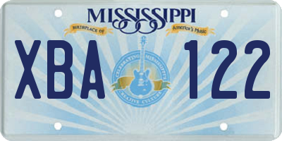 MS license plate XBA122