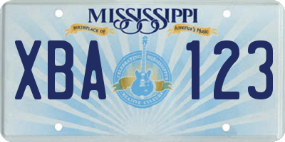 MS license plate XBA123