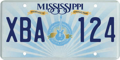 MS license plate XBA124