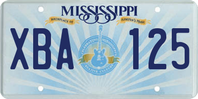 MS license plate XBA125
