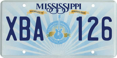 MS license plate XBA126
