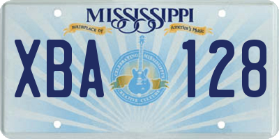 MS license plate XBA128