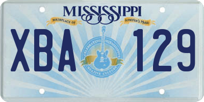 MS license plate XBA129