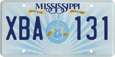 MS license plate XBA131