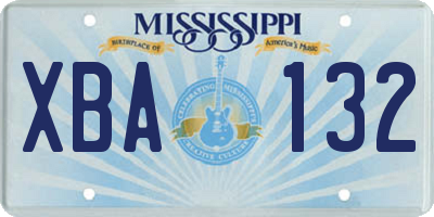 MS license plate XBA132