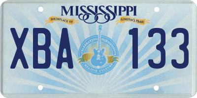 MS license plate XBA133