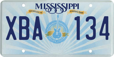 MS license plate XBA134
