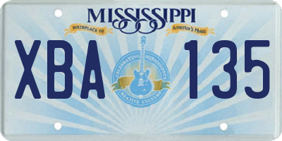 MS license plate XBA135