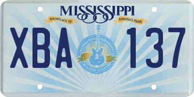 MS license plate XBA137