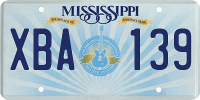 MS license plate XBA139