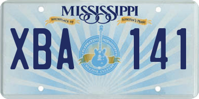 MS license plate XBA141