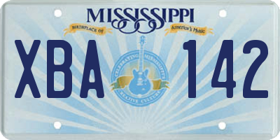 MS license plate XBA142