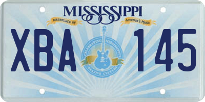 MS license plate XBA145