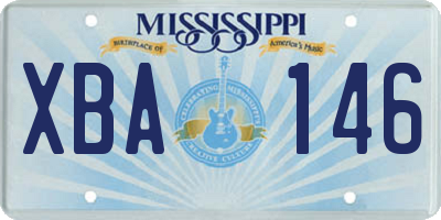 MS license plate XBA146