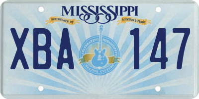 MS license plate XBA147