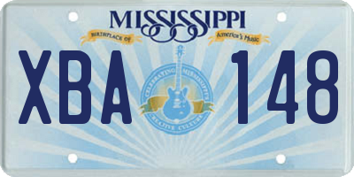 MS license plate XBA148