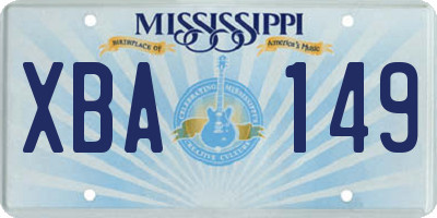 MS license plate XBA149