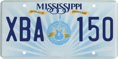 MS license plate XBA150