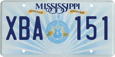 MS license plate XBA151