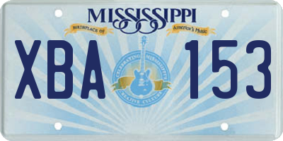 MS license plate XBA153