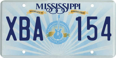 MS license plate XBA154