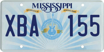 MS license plate XBA155
