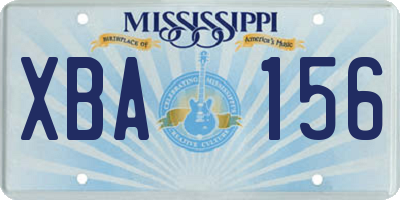MS license plate XBA156