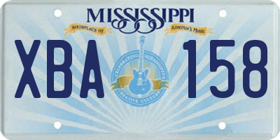 MS license plate XBA158