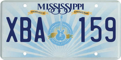 MS license plate XBA159