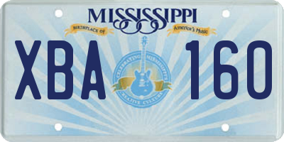 MS license plate XBA160
