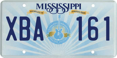 MS license plate XBA161