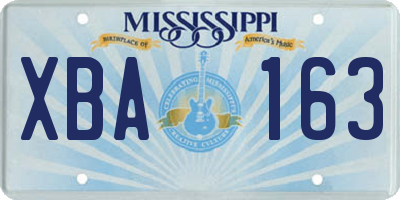 MS license plate XBA163