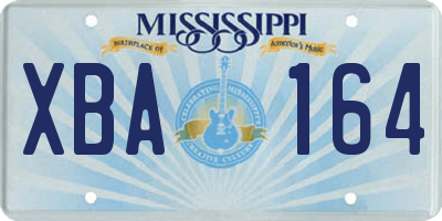 MS license plate XBA164