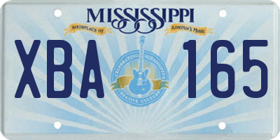 MS license plate XBA165