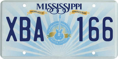 MS license plate XBA166