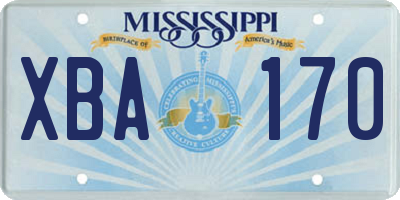 MS license plate XBA170
