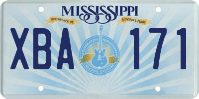 MS license plate XBA171