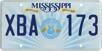 MS license plate XBA173