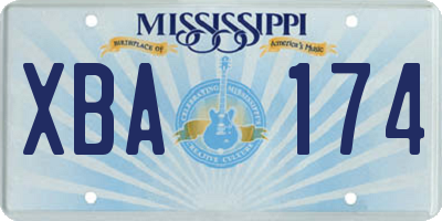 MS license plate XBA174