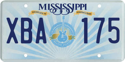 MS license plate XBA175