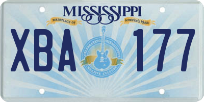 MS license plate XBA177